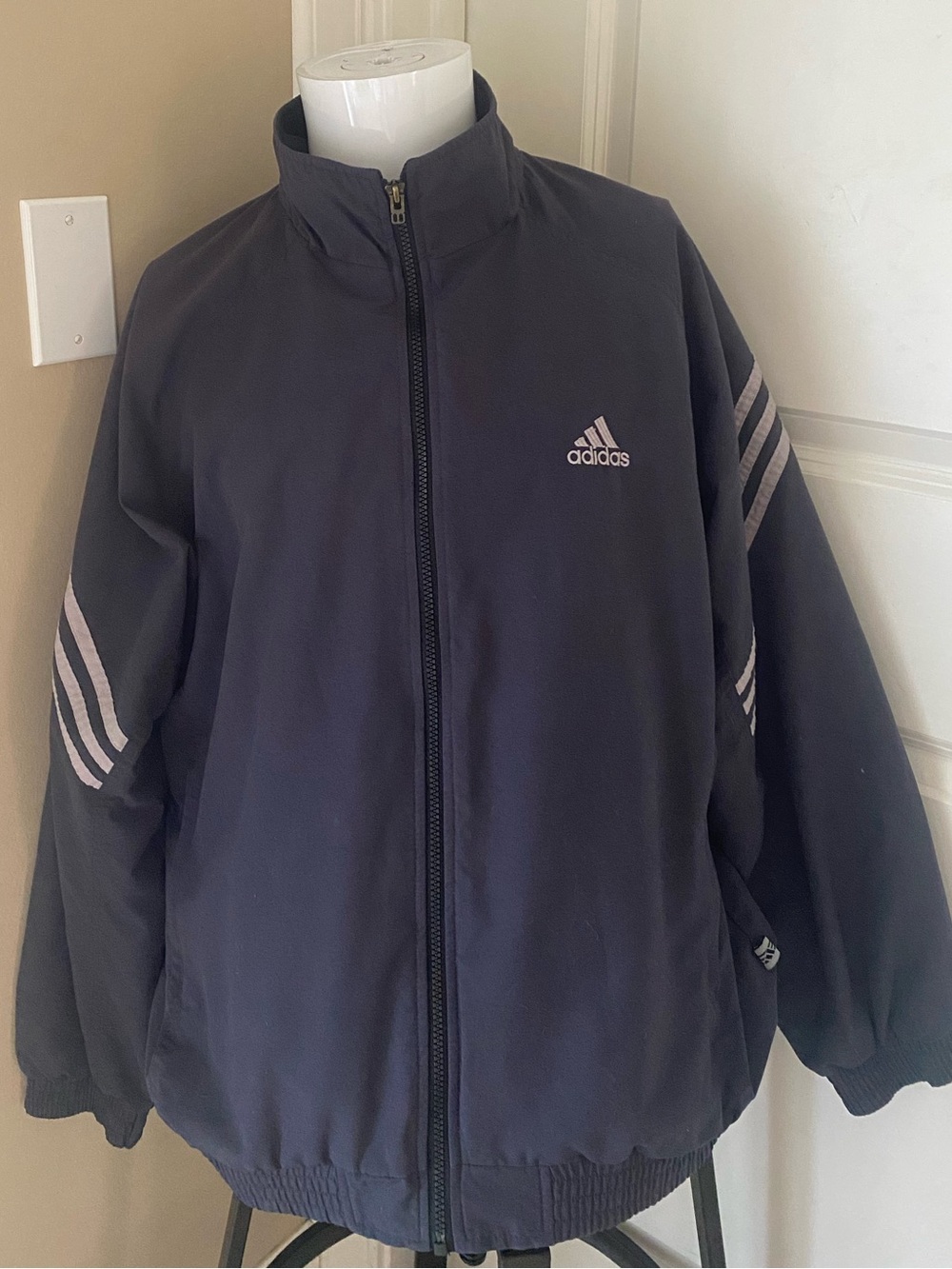 Vintage Adidas Track Jacket  Retro 90s Windbreaker  Sportswear Zip-Up Size XL